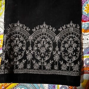 Denim&Co Black Velvety Embroidered Pants Pull-on Stretchy 2x